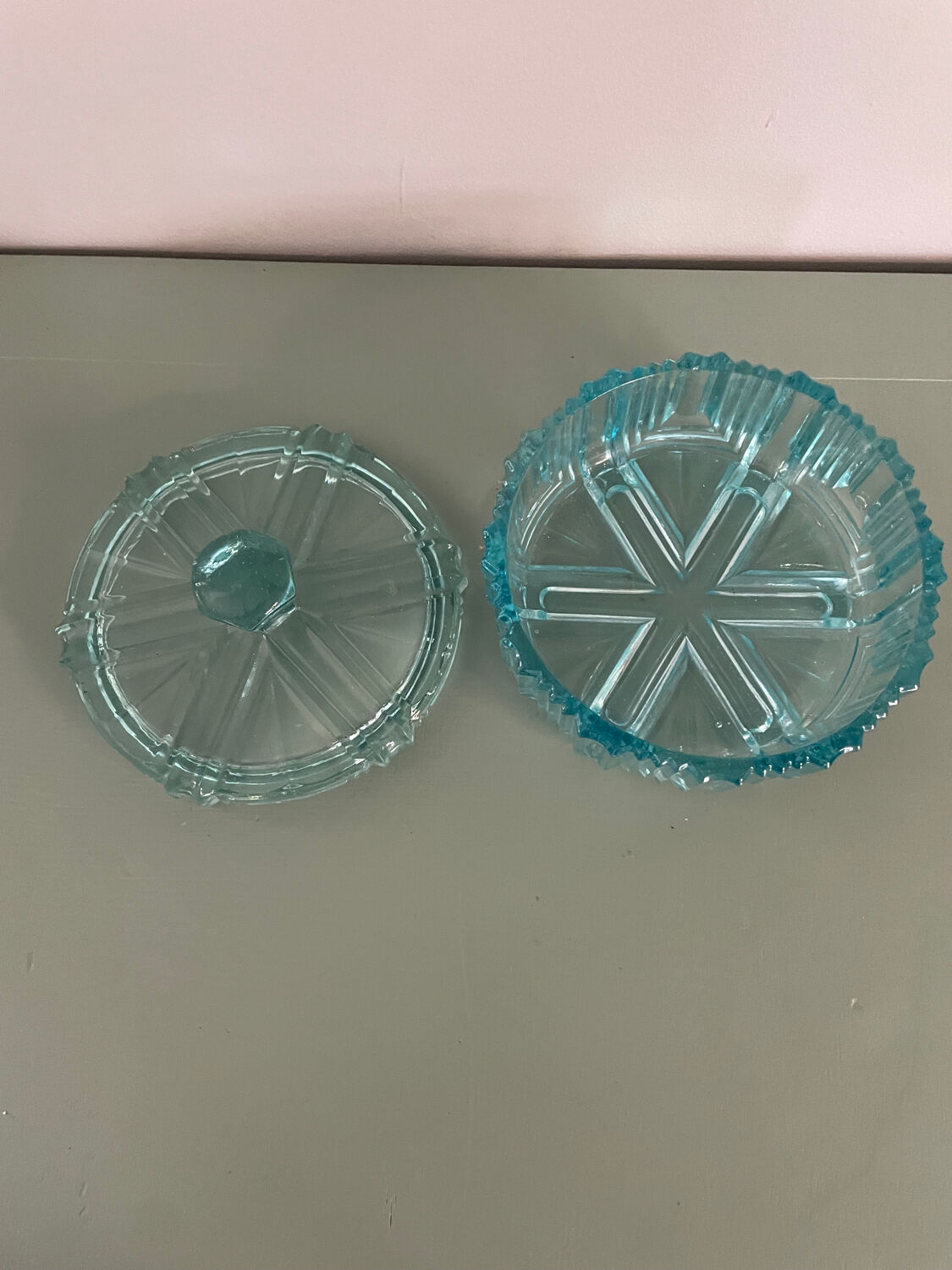 Blue glass bonbonnière, glass box