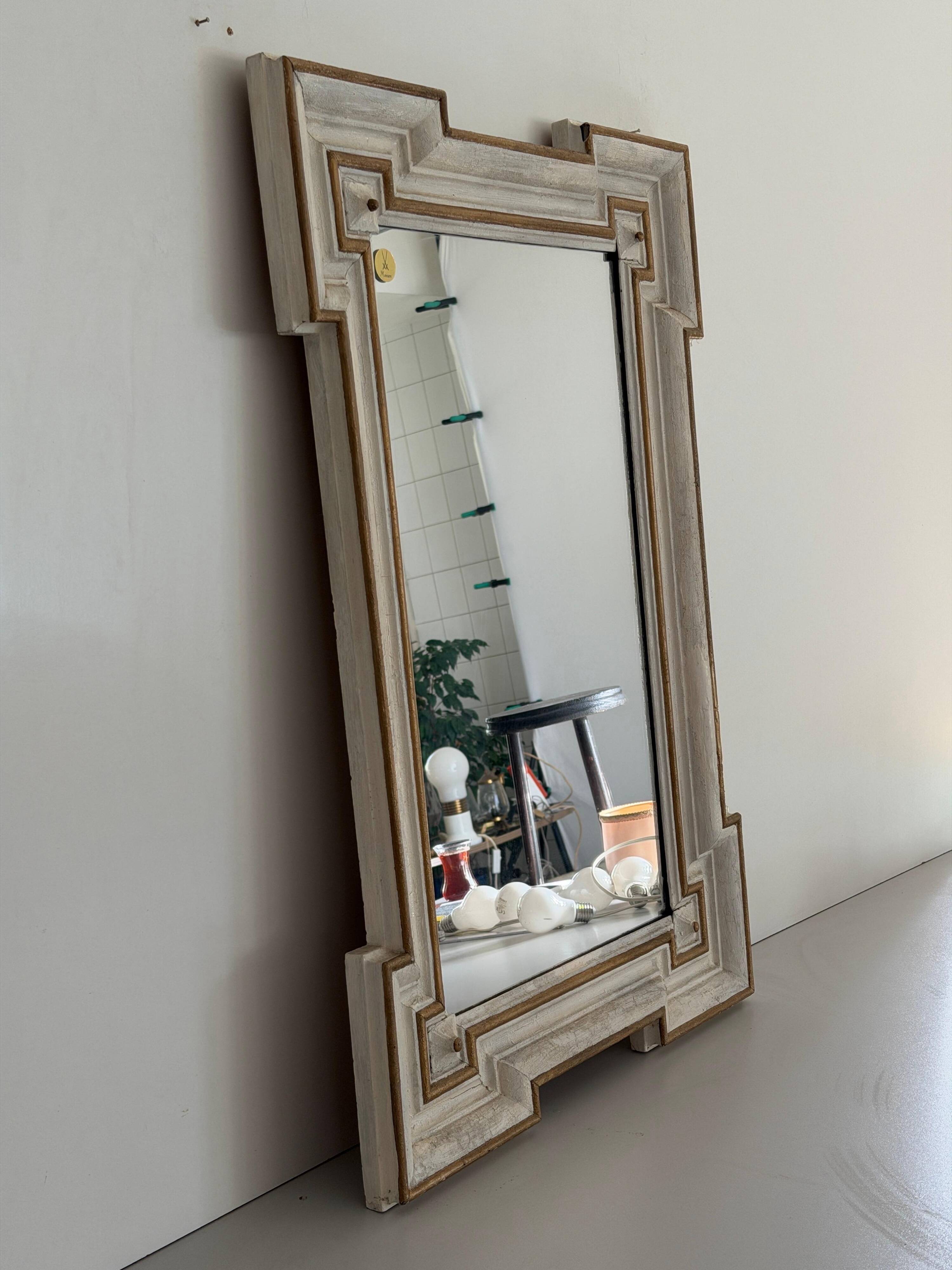 Art Nouveau wall mirror with a coloured gold frame by Meissen, 1930s, Germany.