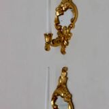 Pair of vintage brass wall lights with mirror