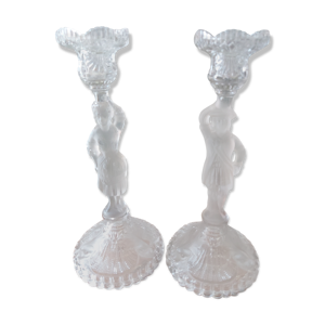 Paire de bougeoirs couple