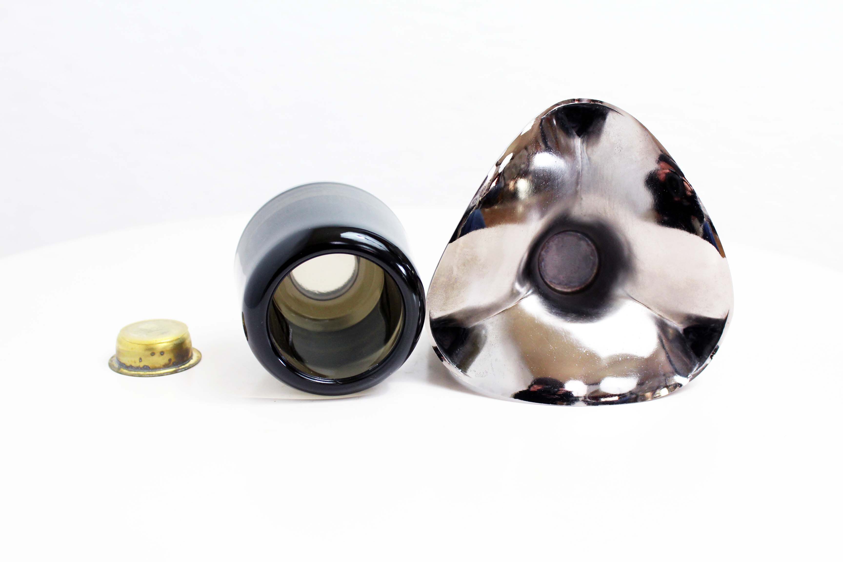 Bougeoir années 70 par Fritz Nagel en chrome et verre fumé