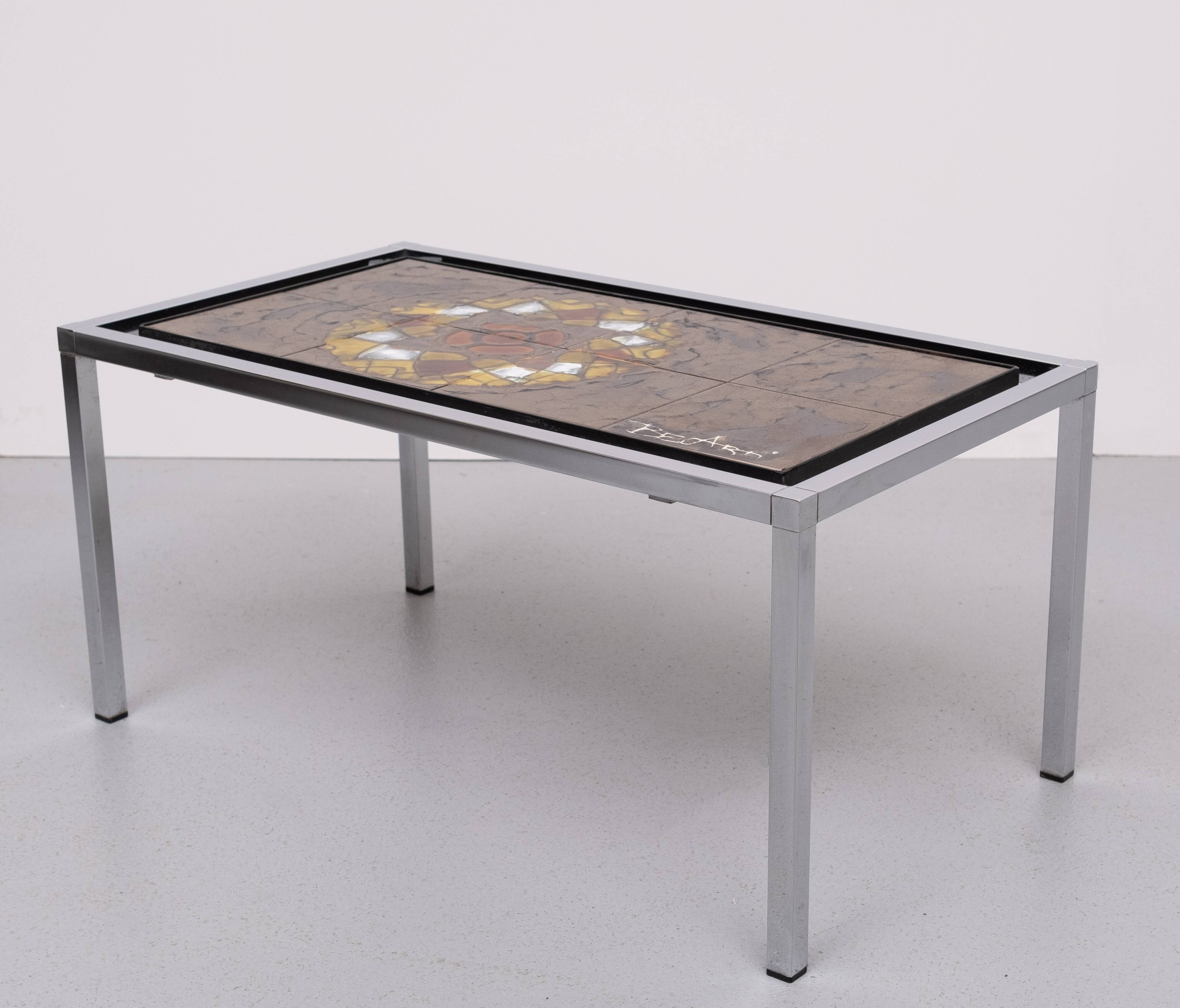 Belarti Ceramic tile Table set of 3 Belgian 1970s