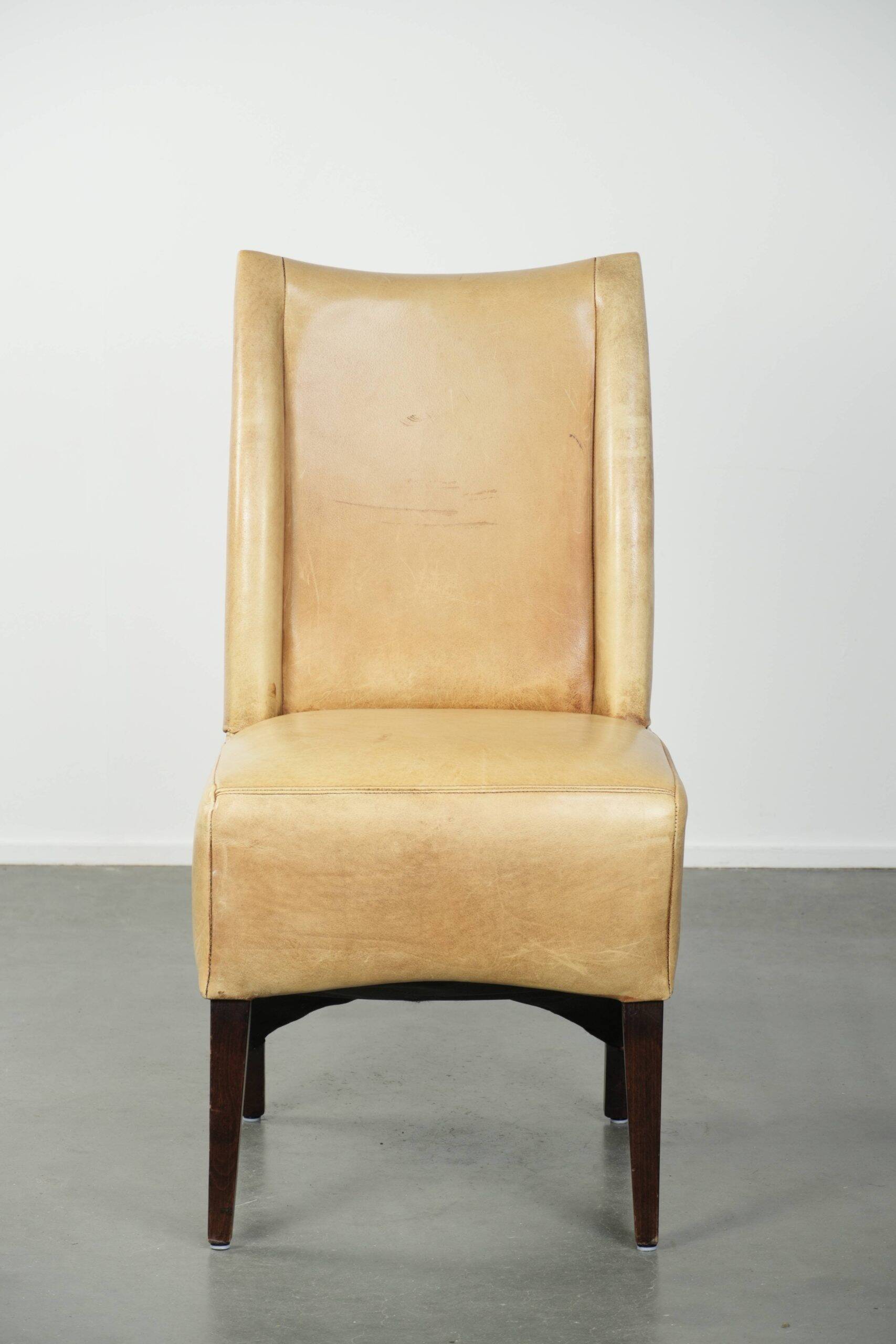 Cow leather dining/side/desk chair with comfortable seat and a high back