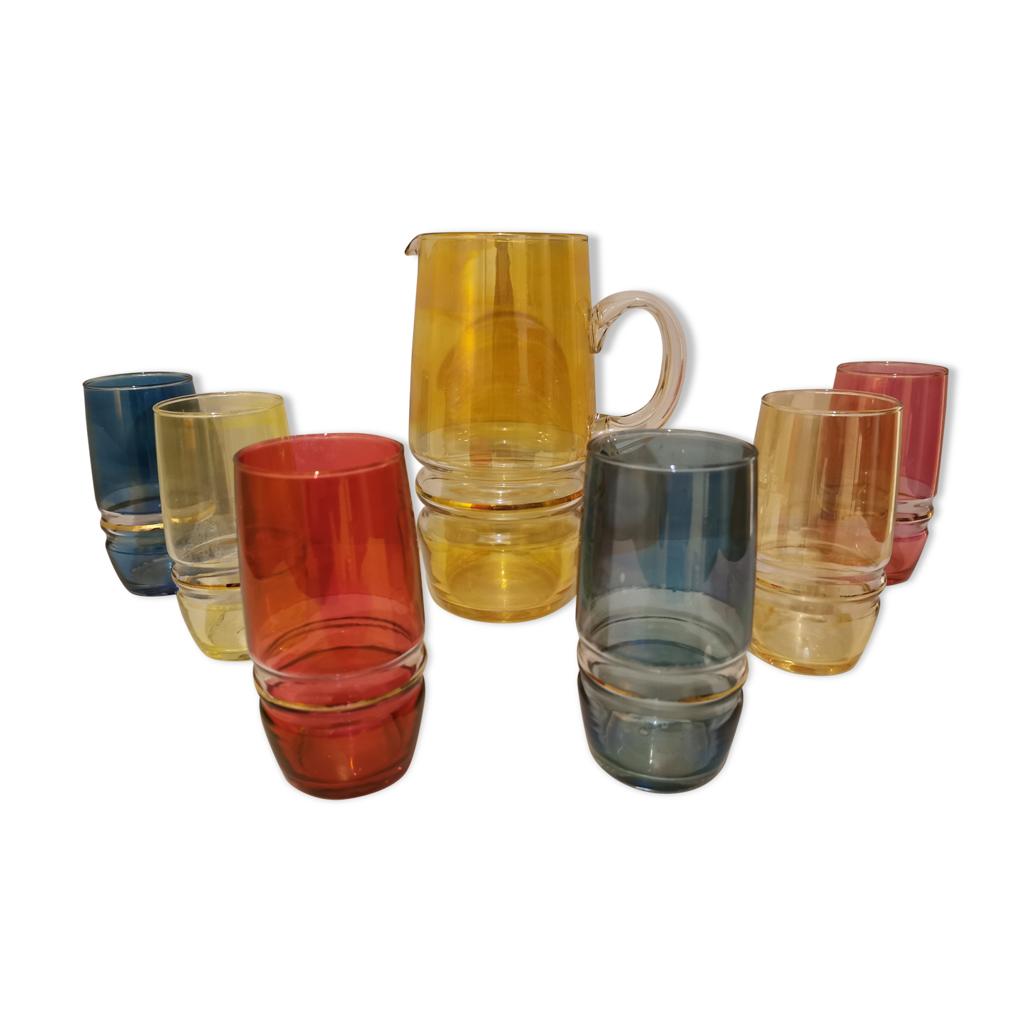 Multicolored orangeade service 60s