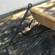 Vintage 1960 wicker wall shelf and wrought iron structure