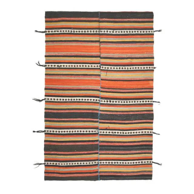Vintage Turkish Oushak Handmade Wool Cotton Orange Area Rug 147x229