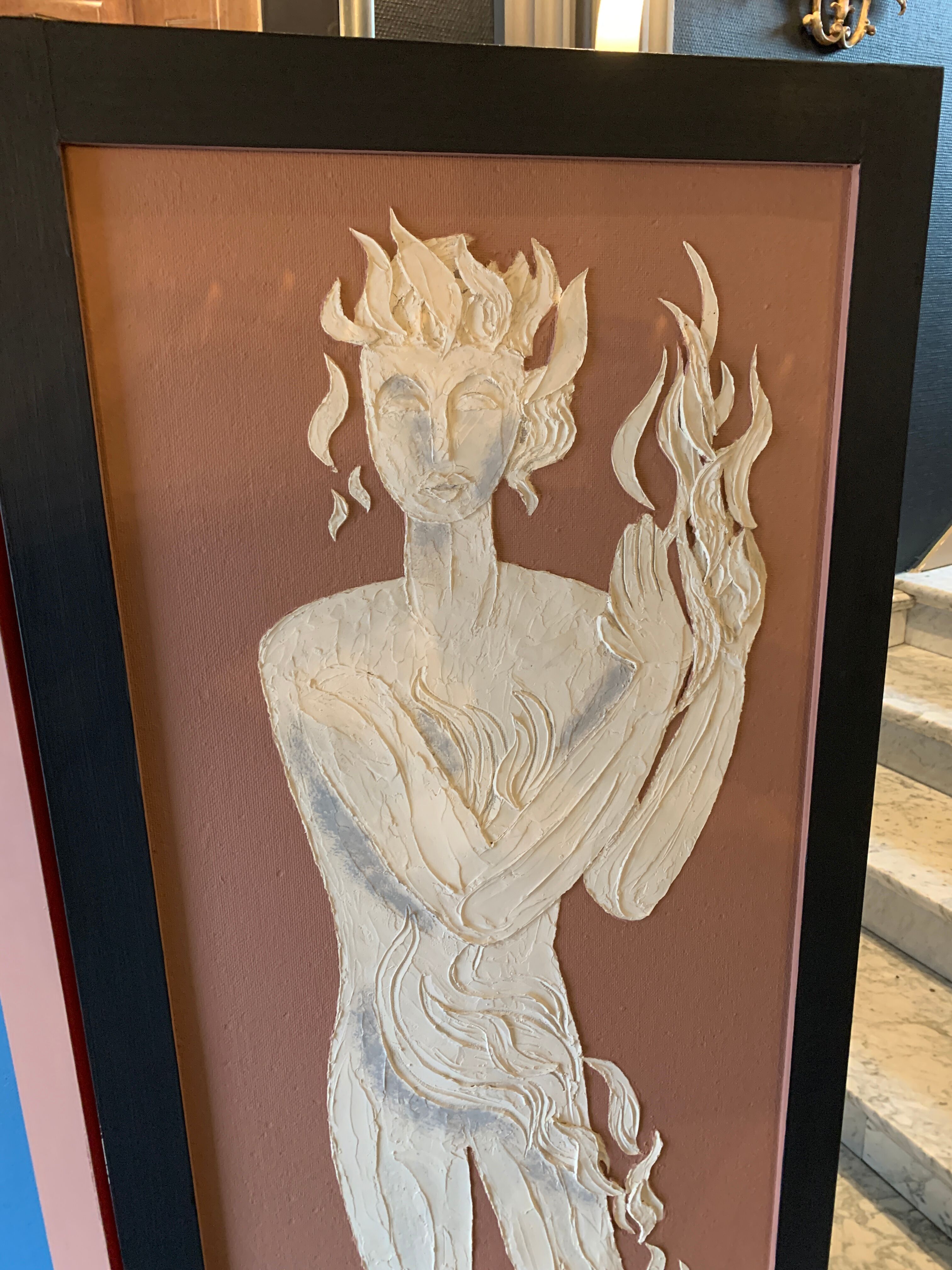 Claustra Expressionist screen " 4 Seasons & 4 Elements ", figurative painting, ca 1940