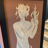 Claustra Expressionist screen " 4 Seasons & 4 Elements ", figurative painting, ca 1940