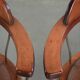 Set of 2 swivel/office chairs with a cognac-coloured cow leather seat