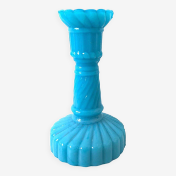 Blue opaline candle holder