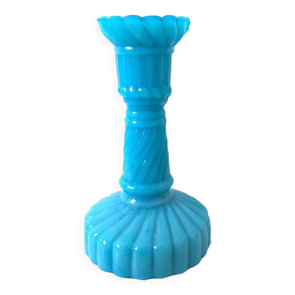 Blue opaline candle holder