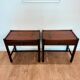 Pair of walnut bedside tables designed by Jacques Hauville for Roche Bobois.