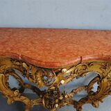 Console Louis XV gold on wooden marble