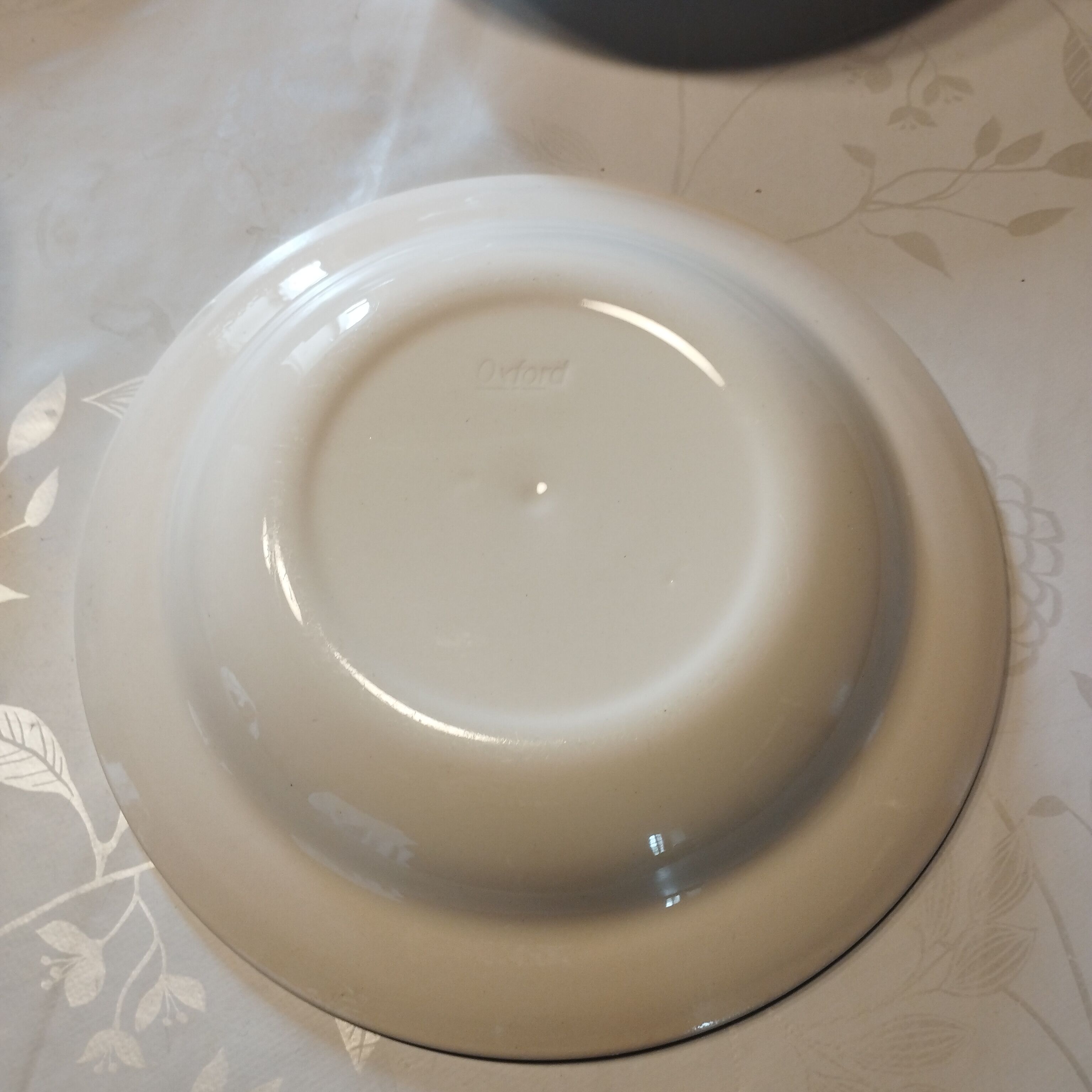 lot of 4 old hollow porcelain plates Oxford blue décor - patterns: fruits and flowers