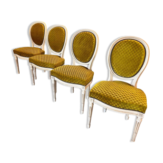 Lot de 4 chaises médaillon Louis XVI