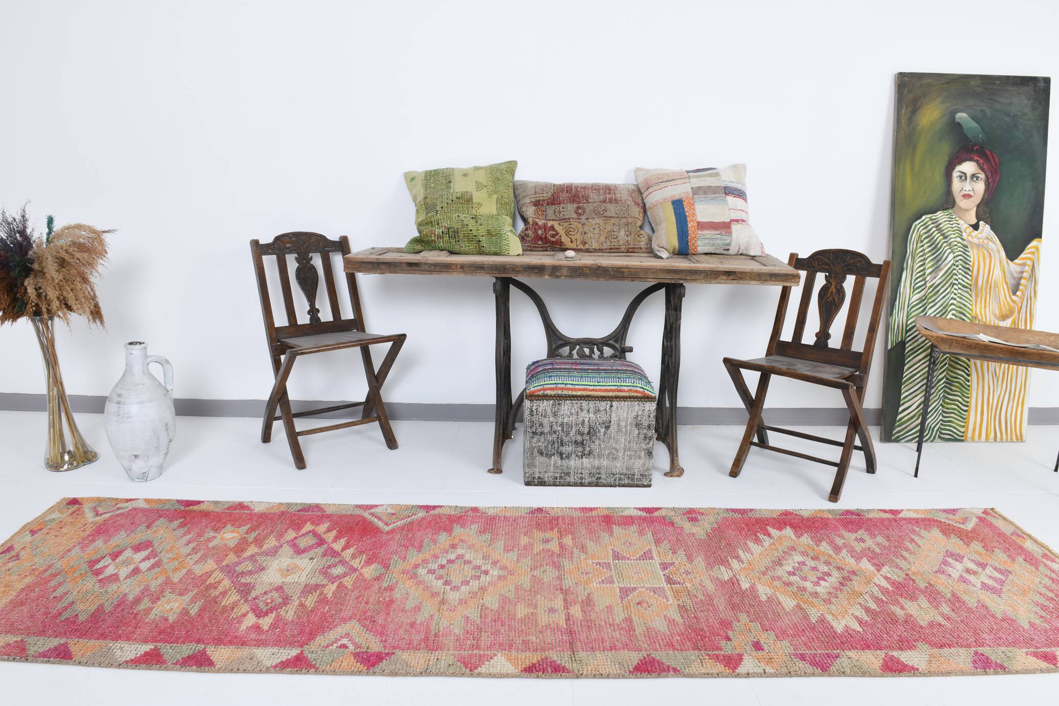 3x10 Rug For Kitchen Pink Turkish Runner Rug, 86x321Cm SK 18318