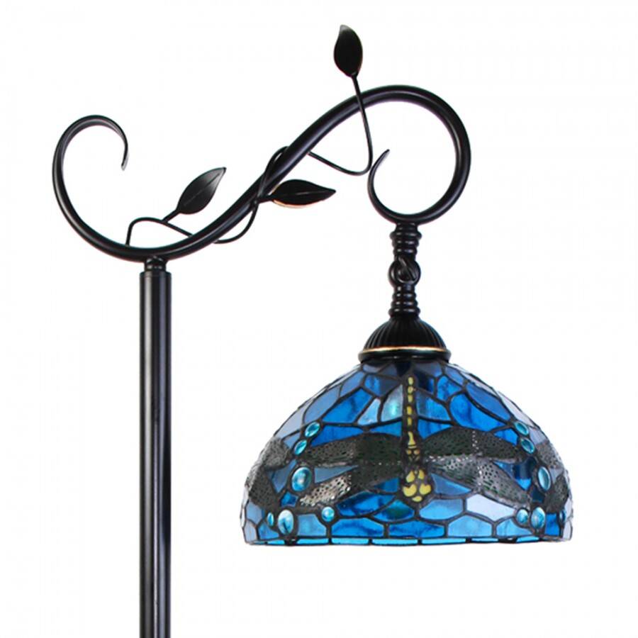 Lampadaire Tiffany rond Libellule bleu