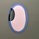 Rare pair of Italian blue oval mirrors, attributed to Cristal Arte, 1970s