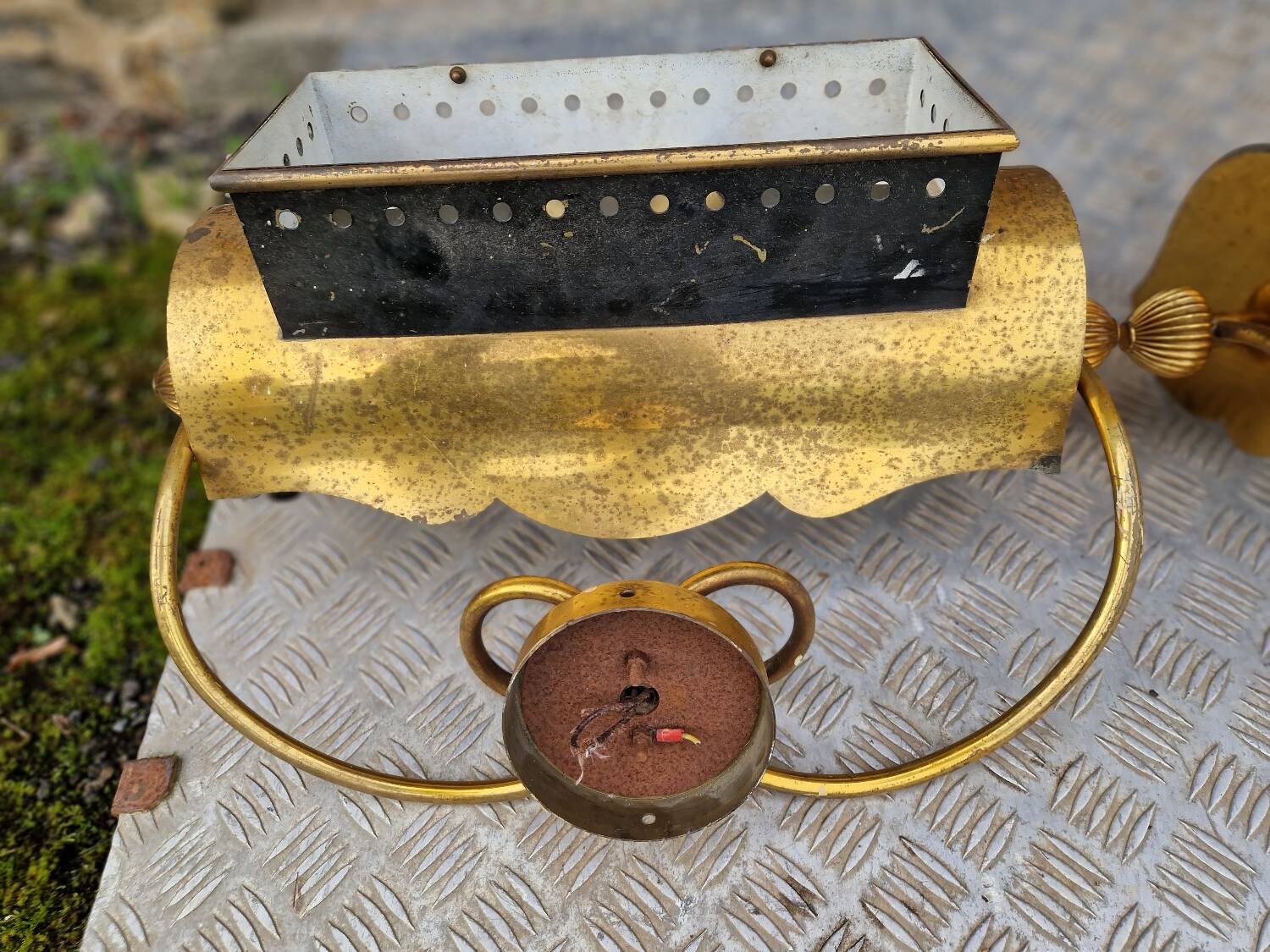 Pair of gilded brass wall lights, 1970s