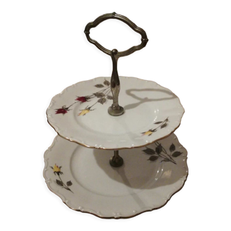 Servant display for cakes or porcelain cheeses Vintage red and yellow roses