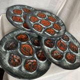 Set of 6 vintage oyster plates, earthenware, 1960s