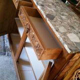 Art deco buffet  in blond oak with shelf marble