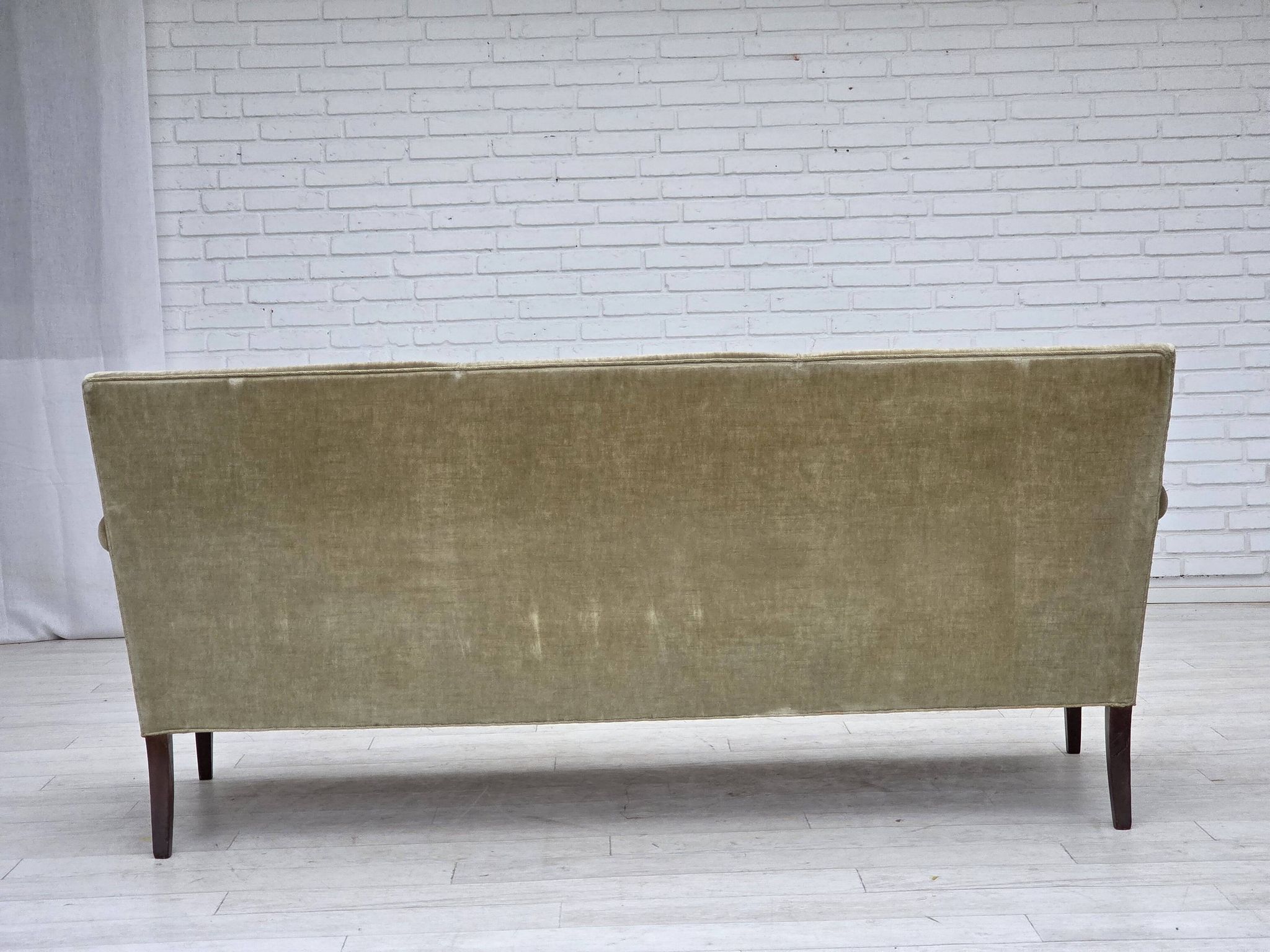 1960s, Danish 3-seater sofa, light green furniture velour.