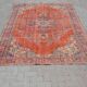 Tapis turc Oushak rouge fait main