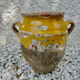 Old candied pot in yellow glazed terracotta XIX century
