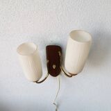 Apply in teak and 70s white glass