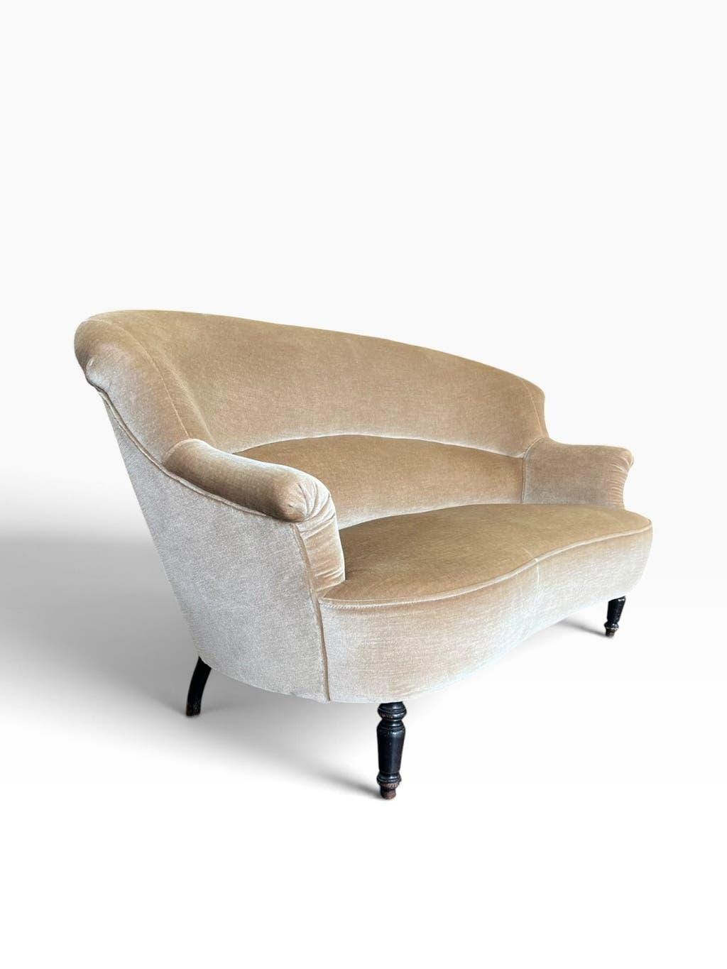 Beige vintage two-seater sofa/armchair
