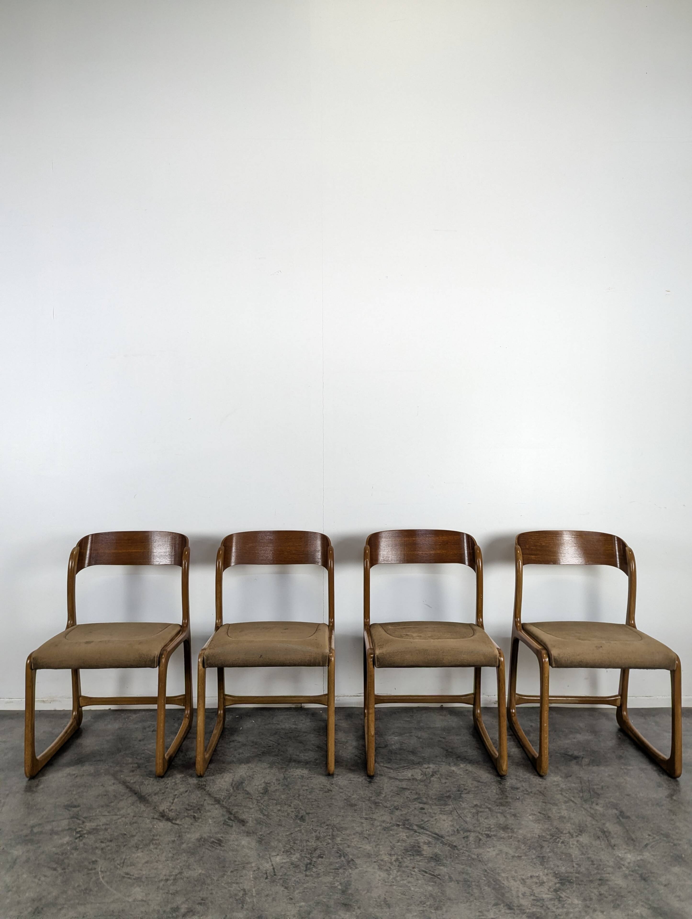 Set of 4 Baumann sled chairs