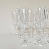 Set of 12 crystal champagne flutes