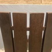 Brutalist and modernist dining chairs from the 1970s in architectural brown wood.