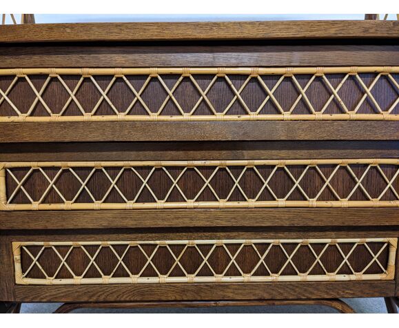 Chest of drawers bamboo and rattan shelves from the 60s