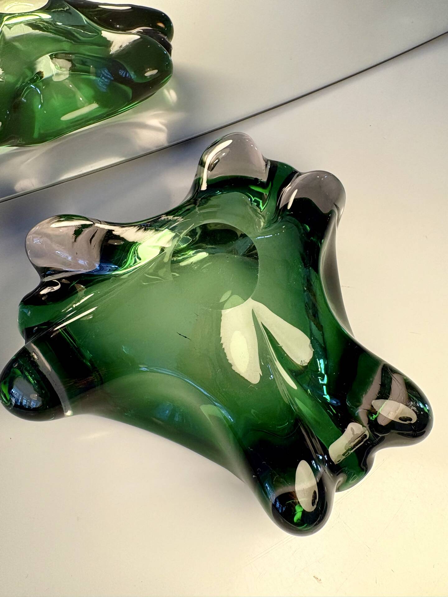 Green Murano glass vide-poche / ashtray from 1970