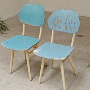 Set of 2 Czechoslovak chairs TON Bystrice Thonet White and Blue