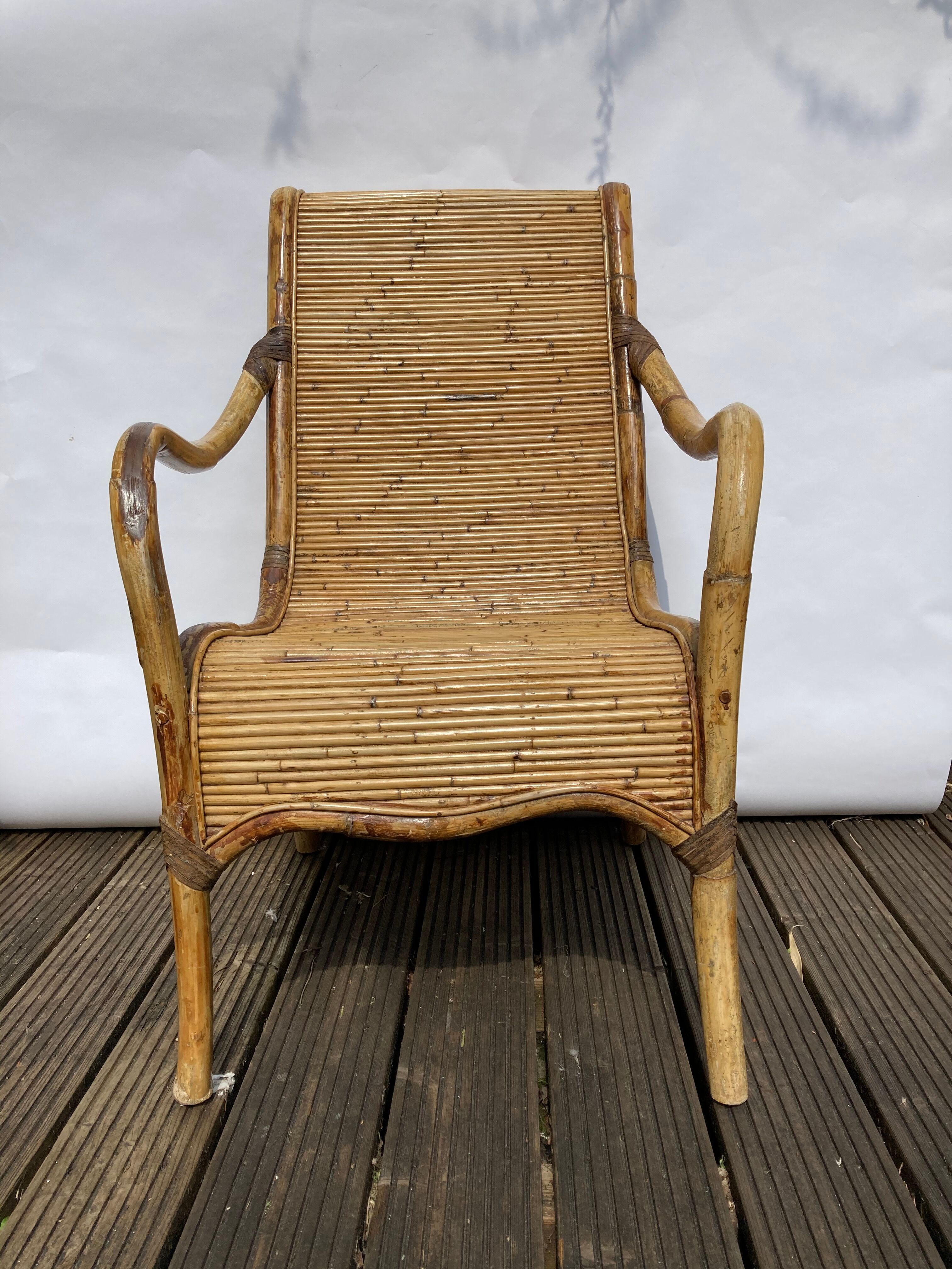 Pair of Vivai del Sud rattan wicker bamboo chairs