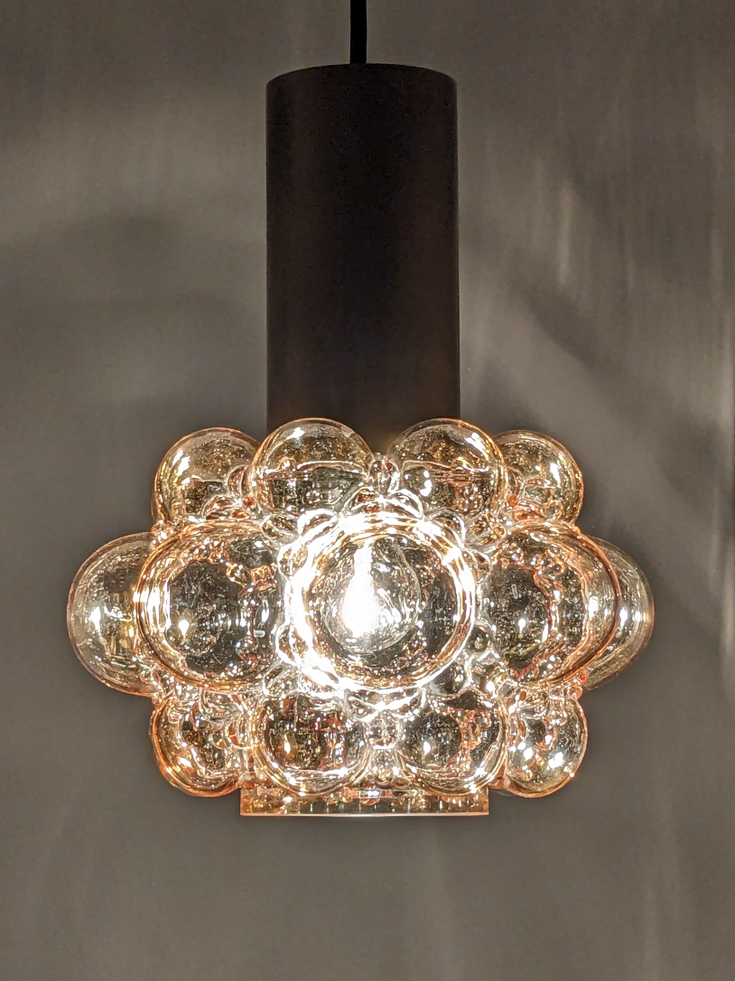 Amber bubble pendant lamp by Helena Tynell for Limburg 60s/70s