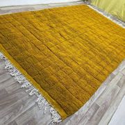Tapis en laine marocain jaune traditionnelle taille 150 x 250 cm