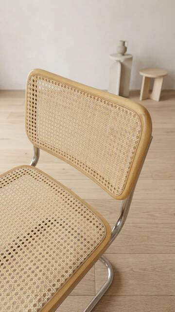 Paire de chaises Cesca, chaises de salle à manger en chrome et rotin Bauhaus par Marcel Breuer, moderne du milieu du siècle, 20e siècle