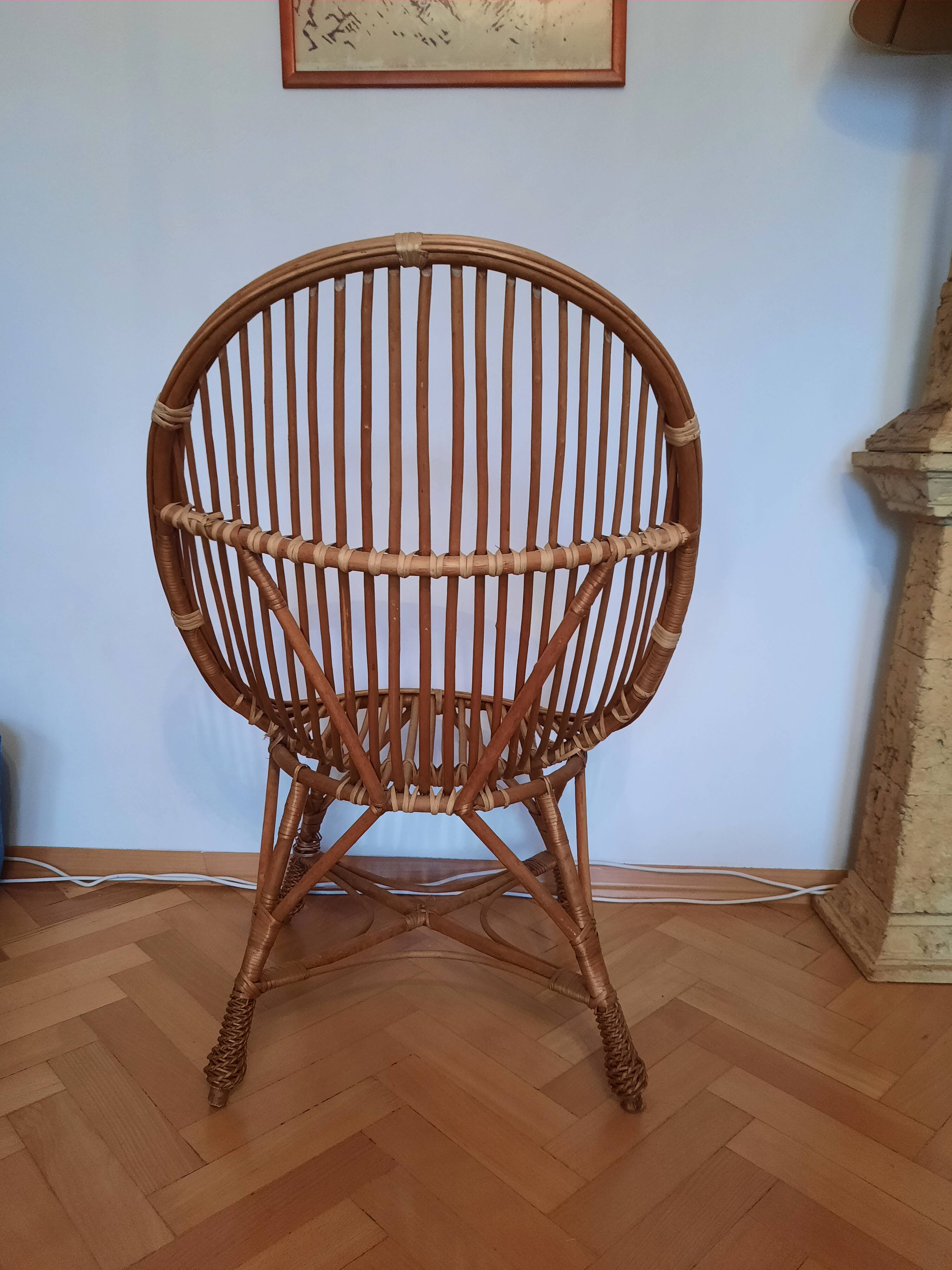 Rattan basket armchair
