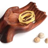 Empty pocket, hands joined in carved wood, 70s