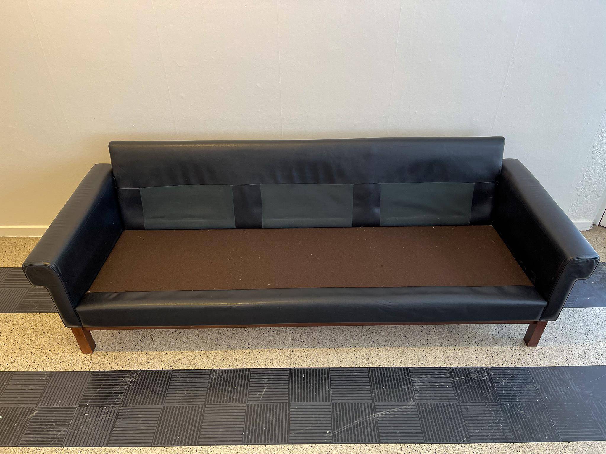 Midcentury leather and teak "Gotland" sofa, Ikea, Sweden, 1967