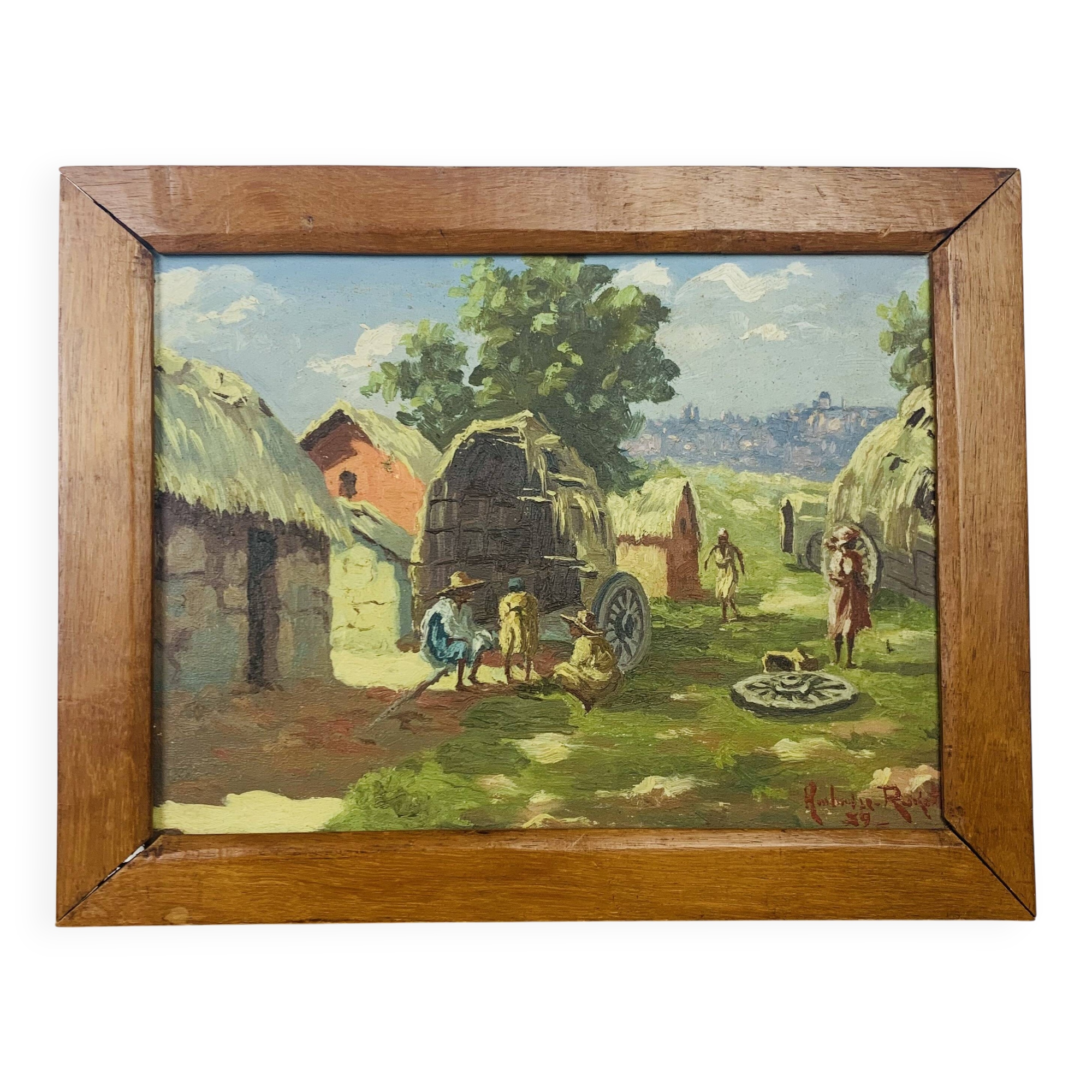 Tableau village Malgache par Ambroise Rakoto