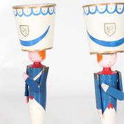 Pair of wooden lamps painted by Suzanne Bonnichon, circa 1940