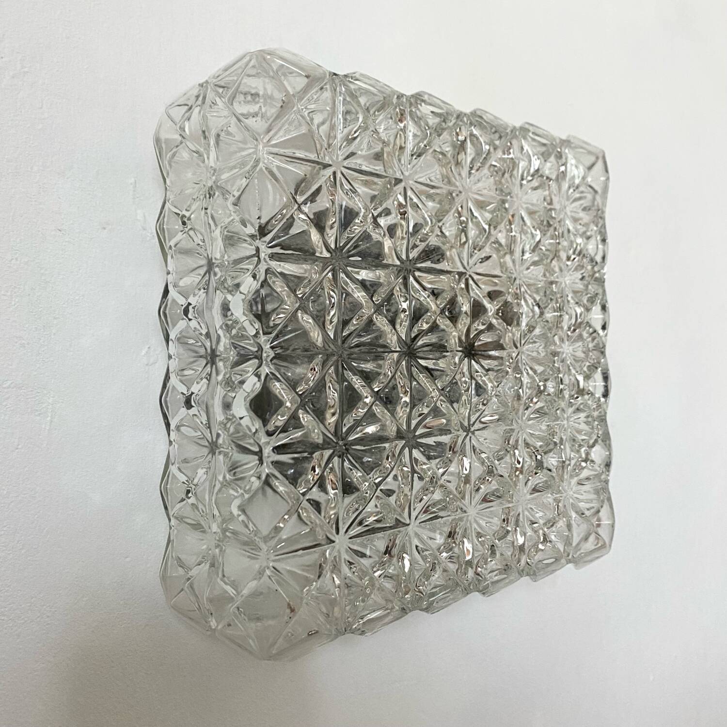 Vintage square molded glass ceiling light