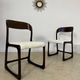 Set of 2 Baumann sled chairs in wood and terry fabric, 60s design
