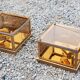 Pair of wall lamps in smoked glass and gilded metal from the 70s/80s