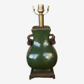 Green marble effect ceramic lamp base